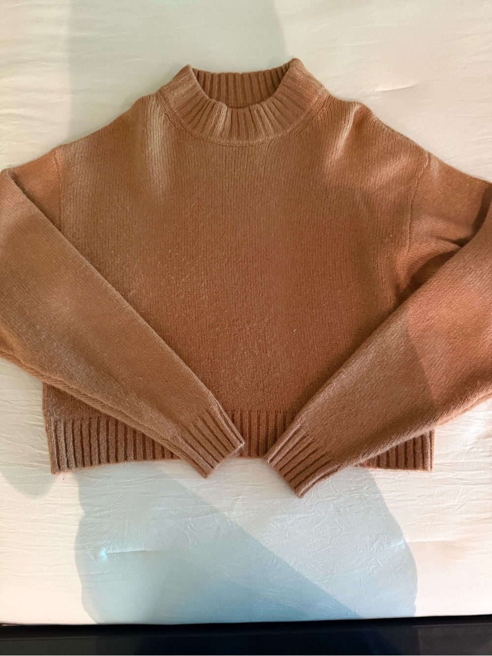 Velvet Heart Cropped Mock Neck Sweater - Camel Brown